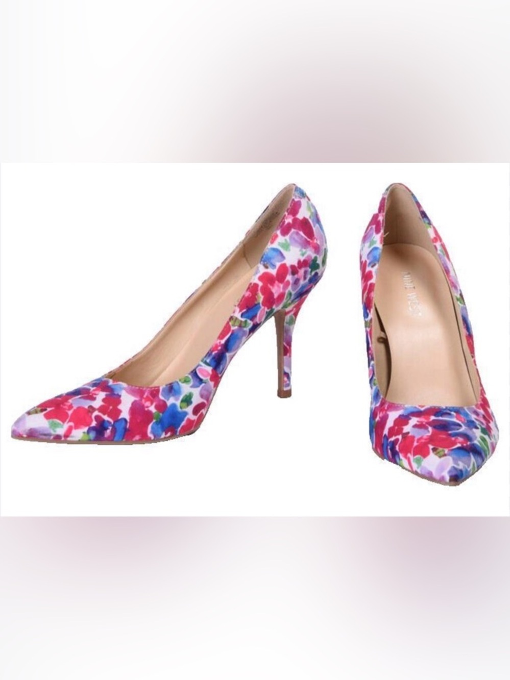 Nine West Floral 🌺🌸 Pointed-Toe Pumps - Red Blue Green, Like New